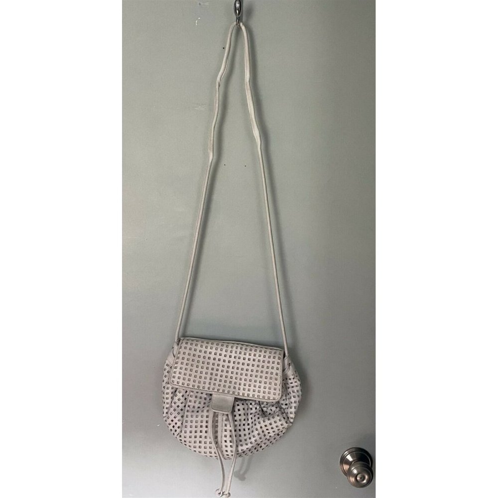 Vintage Brio Perforated Handbag Purse White Hobo